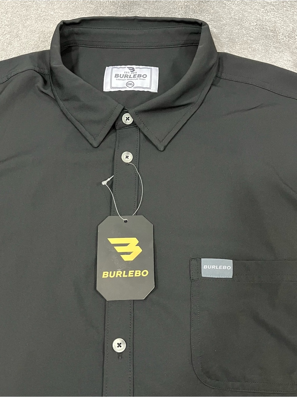 Burlebo Shirt Mens 2XL Black Short Sleeve Button Up Stretch Performance Outdoor